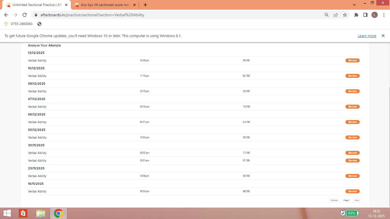 Any tips VA sectionals score not going above 100 , falls btw 70-90 ...