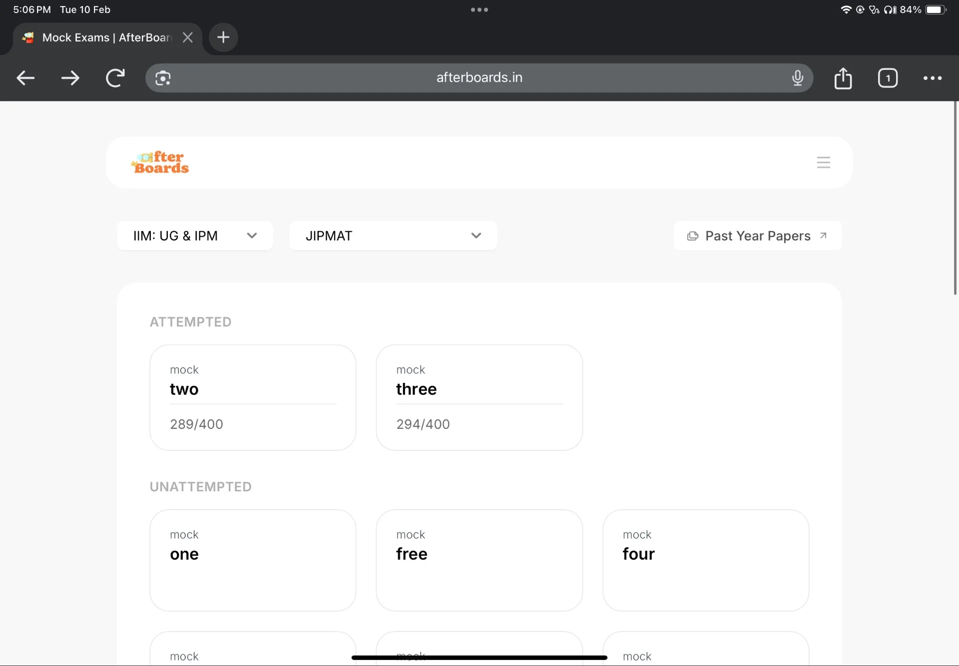 JIPMAT MOCKS | Queries - AfterBoards Forum | AfterBoards